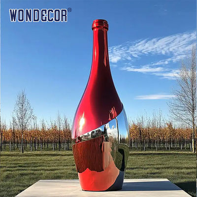 Custom Modern Outdoor Large-Scale Colored Wine Bottle Stainless Steel Sculpture