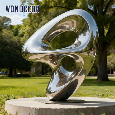 Large Outdoor Modern-Style Streamlined Stainless Steel Sculpture for Garden Lawn