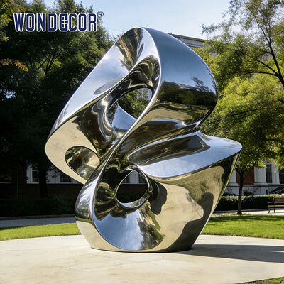 Large Outdoor Park Modern Stainless Steel Sculpture - "Flowing Loop" Metal Art Decor