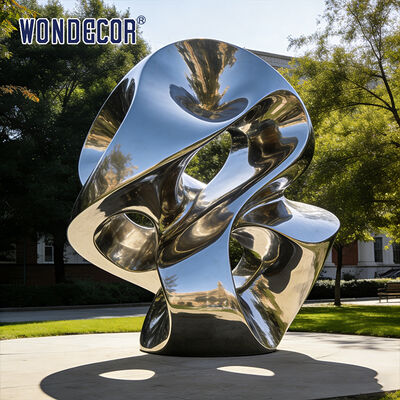Large Outdoor Park Modern Stainless Steel Sculpture - "Flowing Loop" Metal Art Decor