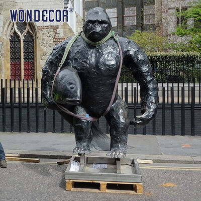 Garden Use Life Size Black Patina Effect Bronze Gorilla Sculpture for Sale