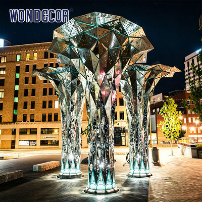 Large outdoor park stainless steel lighting sculpture