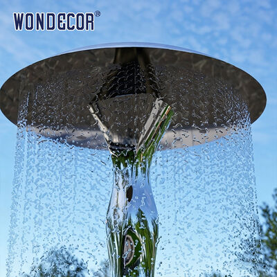 Large outdoor park square pool spray stainless steel sculpture