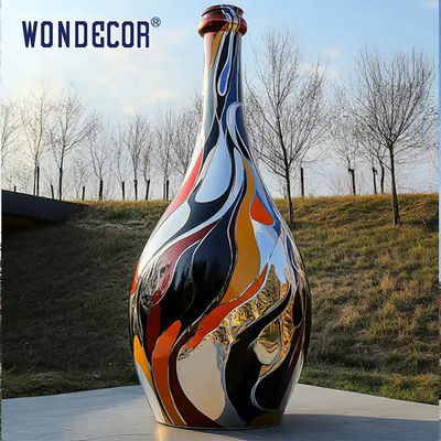 Custom Modern Outdoor Large-Scale Colored Wine Bottle Stainless Steel Sculpture