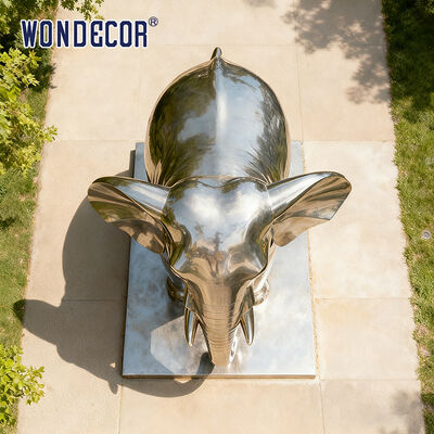 Large-Scale Stainless Steel Elephant Sculpture Outdoor Park Metal Animal Art