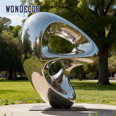 Large Outdoor Modern-Style Streamlined Stainless Steel Sculpture for Garden Lawn
